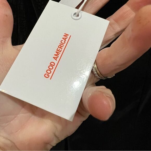 Good American High Waist Vegan Leather Black Croc Exec Pants Size Small 1 NWT - Picture 12 of 13